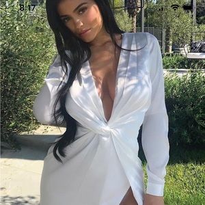 Fashion Nova White Longsleeve Dress